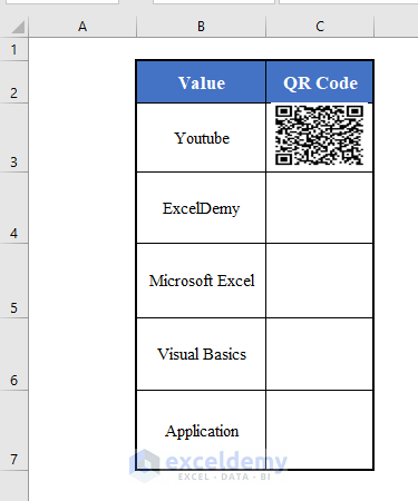 Output to Generate Open Source QR Code Using Excel VBA