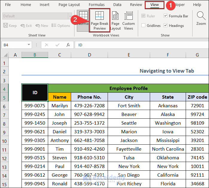 What Is Page Break View in Excel Navigating to View Tab