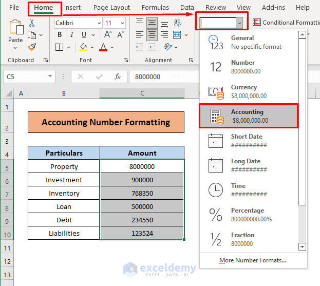 Accounting Number Format in Excel