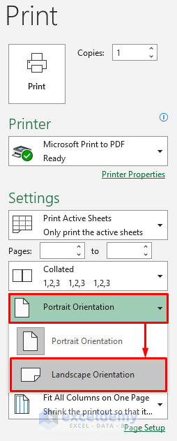 Change Page Orientation to Solve Excel Sheet Printing so Small