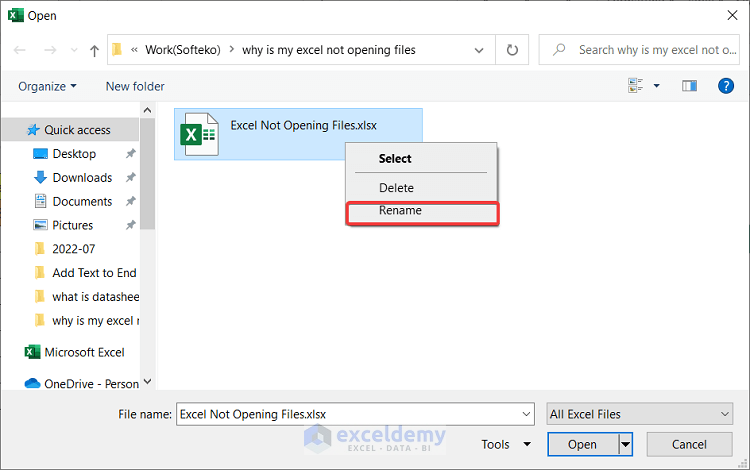 Wrong Extension in File Name Causing Files Opening Problem in Excel