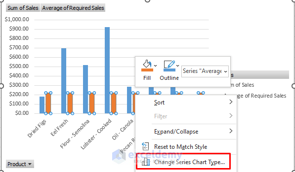 add target line to pivot chart in excel