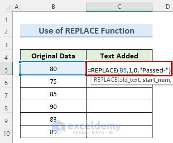 Using REPLACE Function