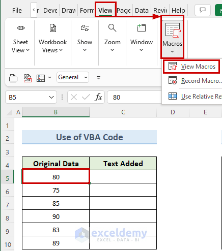 Use Excel VBA to Prepend Text to the Beginning of Cell