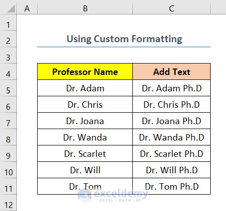 Using Custom Formatting to Add Text to End of Cell