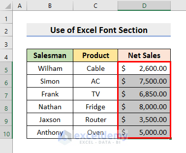 Use Excel Font Section to Input Double Accounting Underline Format