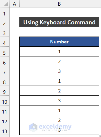 Use of Keyboard Command to Autofill with Repeated Sequential Numbers