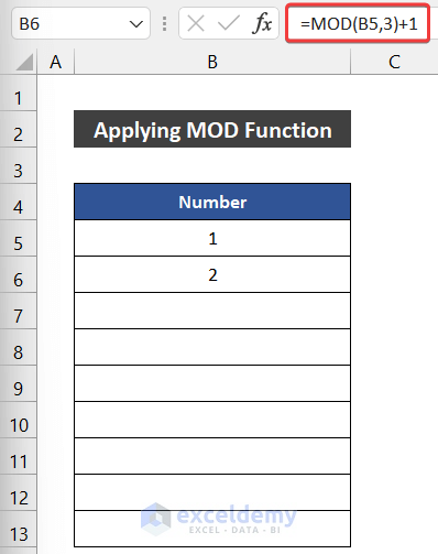 Applying MOD Function to Autofill with Repeated Sequential Numbers