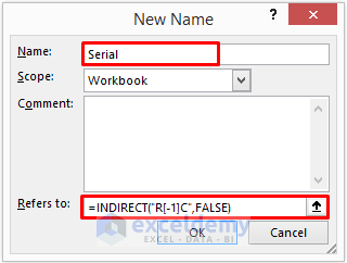 Use Name Manager to Add Automatic Serial Number in Excel