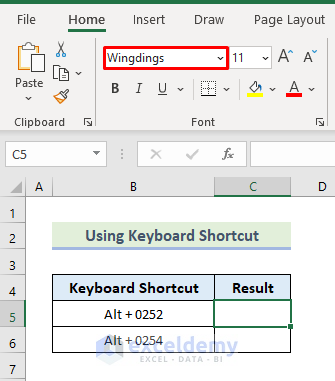 Using Keyboard Shortcut