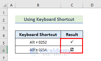 Character Code for Check Mark in Excel 