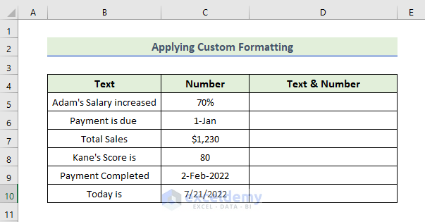Applying Custom Formatting