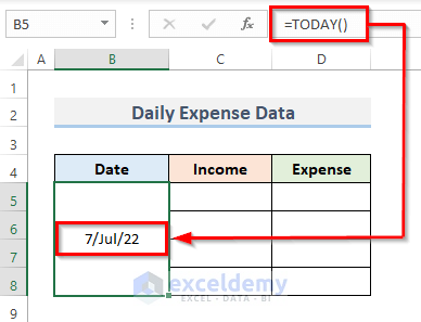Step-by-Step Procedures to Create Daily Expense Sheet Format in Excel
