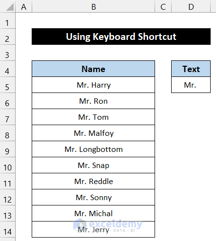 Using Keyboard Shortcut to Add Text to Cell Without Deleting