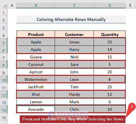 Excel Alternate Row Color Based on Cell Value