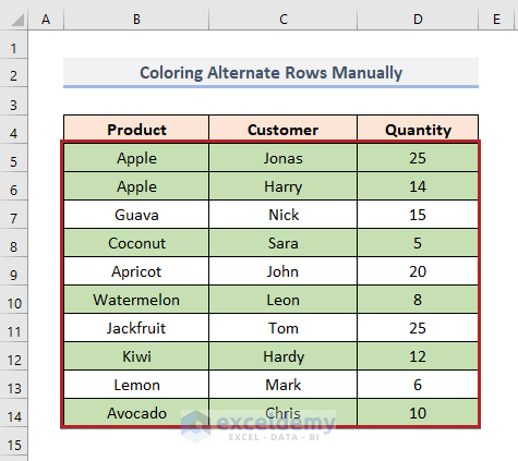 Excel Alternate Row Color Based on Cell Value