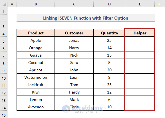 Linking ISEVEN Function with Filter Option