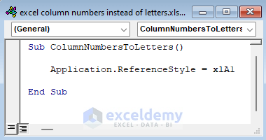excel column numbers instead of letters using VBA