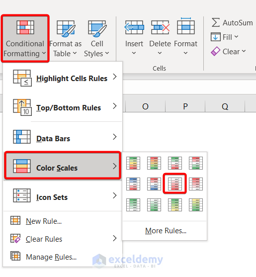 Using Color Scale to Apply Conditional Formatting Color Scale Per Row in Excel