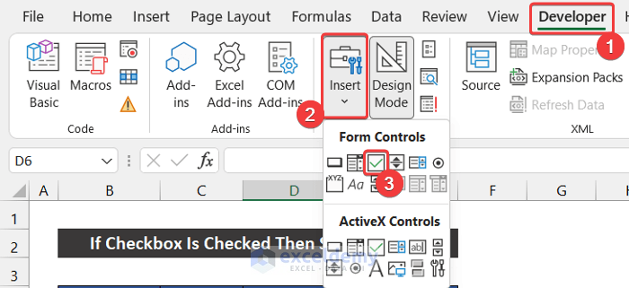 if checkbox is checked then cell value in Excel