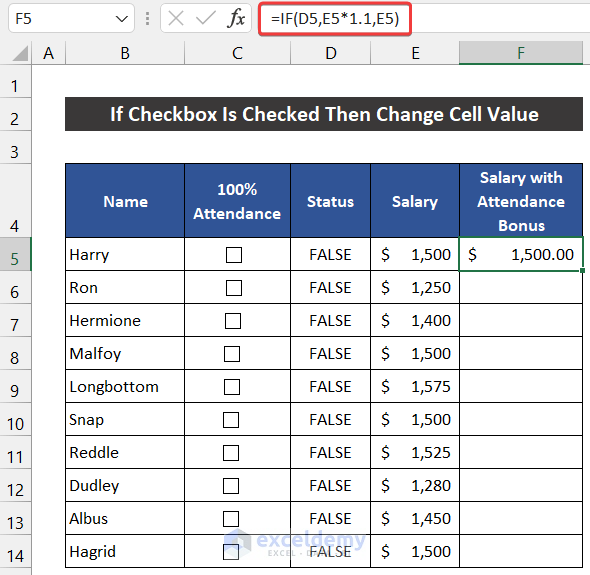If Checkbox Is Checked Then Change Cell Value