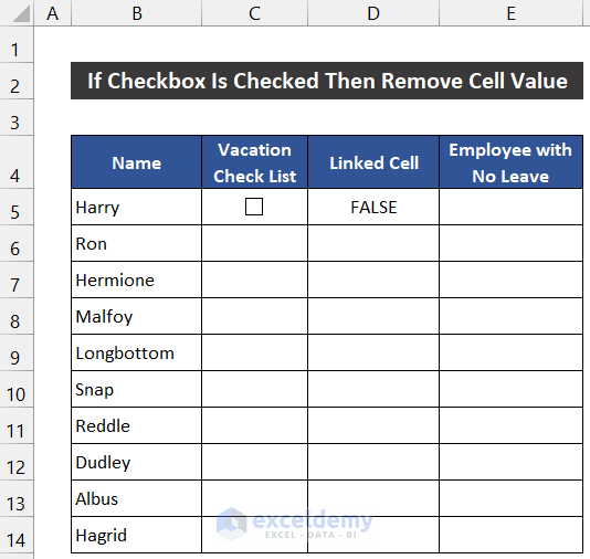 If Checkbox Is Checked Then Remove Cell Value