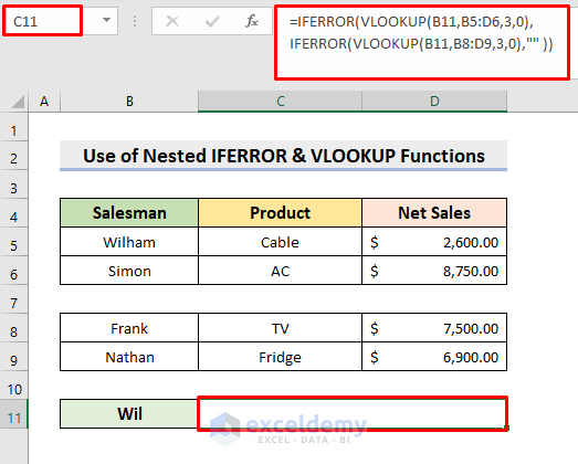 Apply Nested IFERROR with VLOOKUP for Returning Blank In Excel