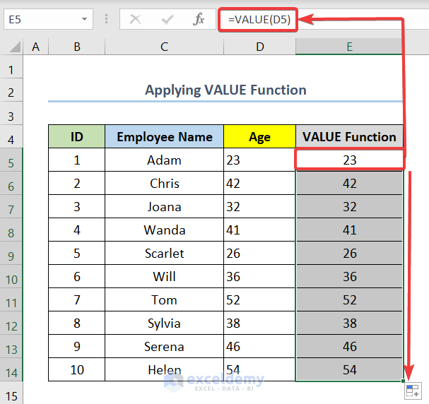 Applying VALUE Function to Fix All Number Stored as Text in Excel