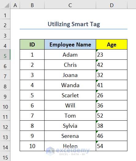 Utilizing Smart Tag to Fix All Number Stored as Text in Excel
