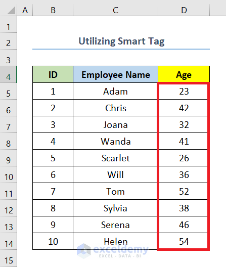 Utilizing Smart Tag to Fix All Number Stored as Text in Excel