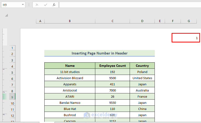 How to Start Page Numbers at Different Number in Excel