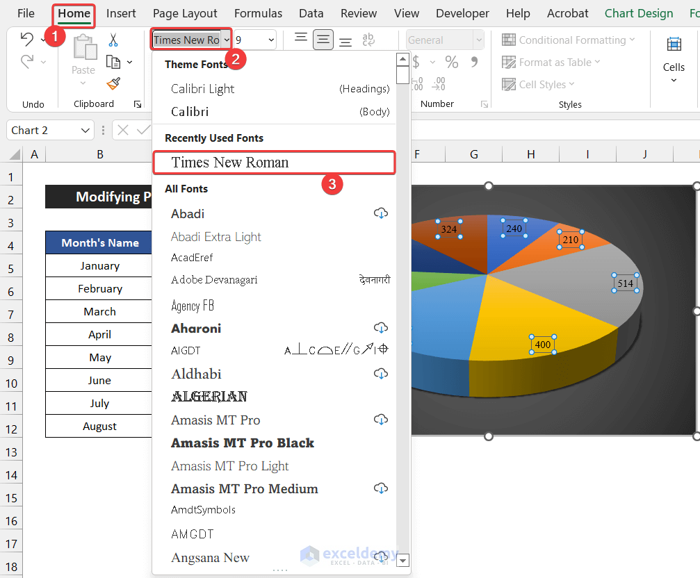 Modifying Excel Pie Chart Labels on Slices