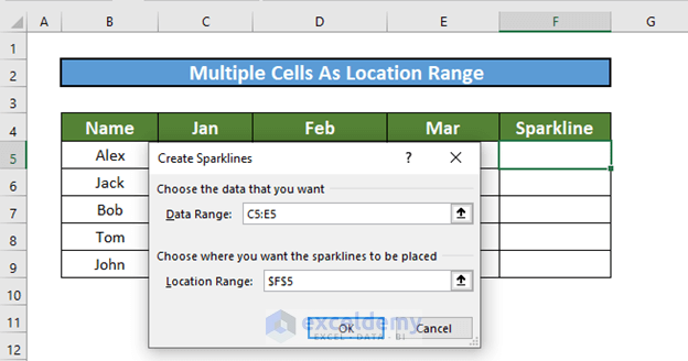 excel sparklines location reference is not valid