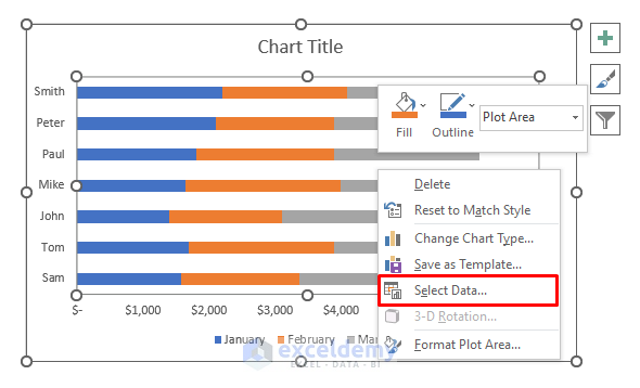 Step-by-Step Procedures to Reverse Legend Order of Stacked Bar Chart in Excel