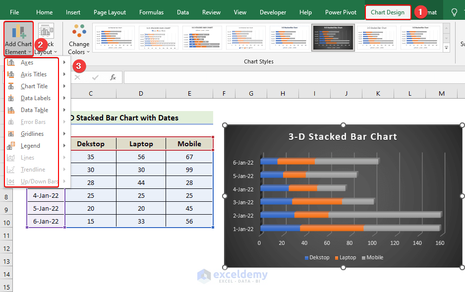 How to Create Stacked Bar Chart with Dates in Excel