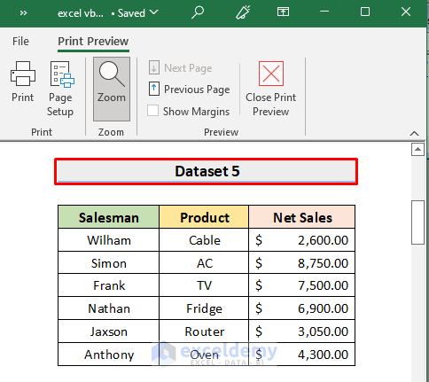 Use Excel VBA to Get Print Preview of All Sheets