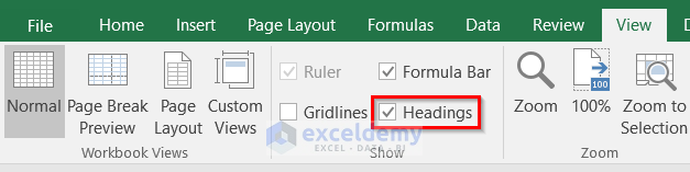 How to Unhide Row and Column Headings in Excel