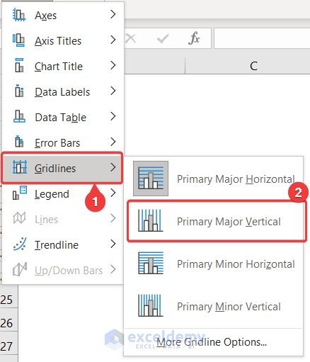 how to add primary major vertical gridlines in excel