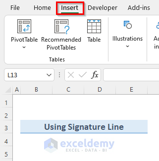Insert Signature Using Excel Signature Line