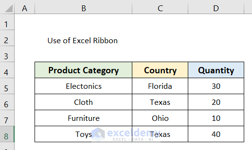 Center a Title Using Excel Ribbon
