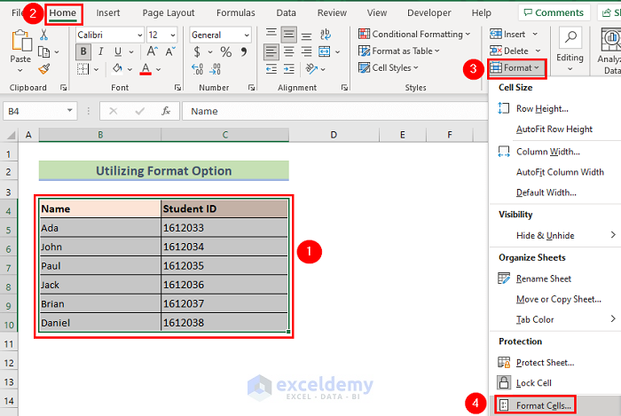 Excel Ribbon to Center Text in a Cell