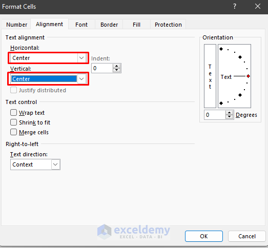 Change Alignment in Excel Using Format Cells Dialog