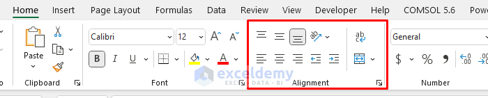 Using Excel Ribbon to Change Alignment in Excel
