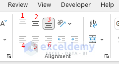 Using Excel Ribbon to Change Alignment in Excel