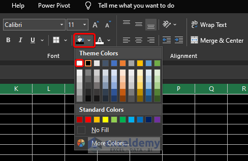 Using Ribbon to Change Excel Background from Black to White