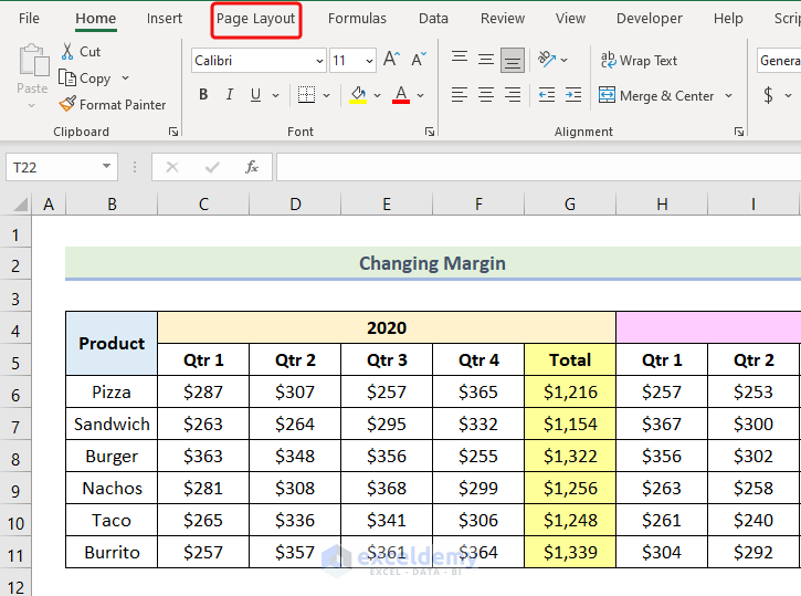 How to Change Page Margin in Excel