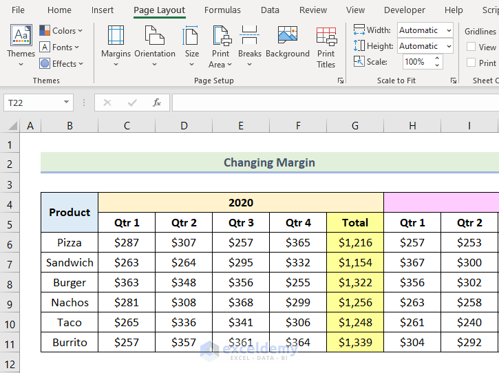 How to Change Page Margin in Excel