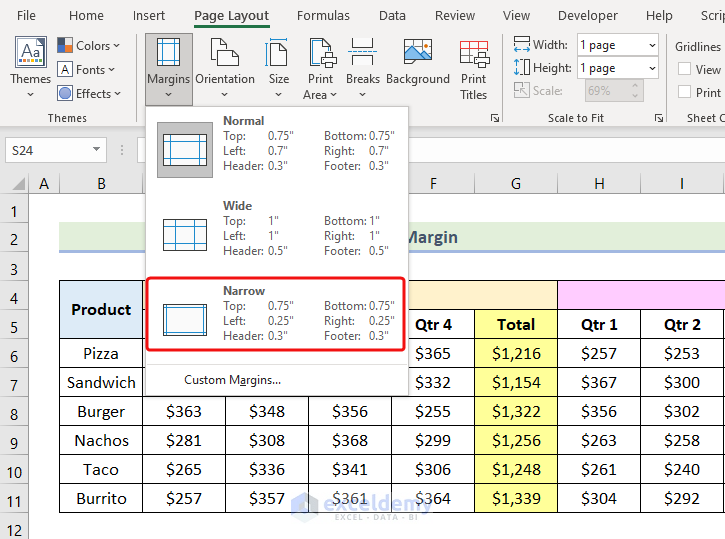 How to Change Page Margin in Excel