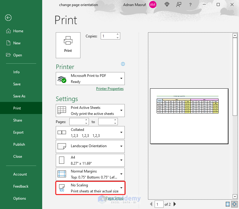 how to change page orientation in excel Using Page Layout Tab to Change Page Orientation