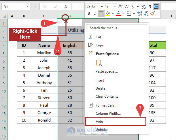 How to Collapse Columns in Excel